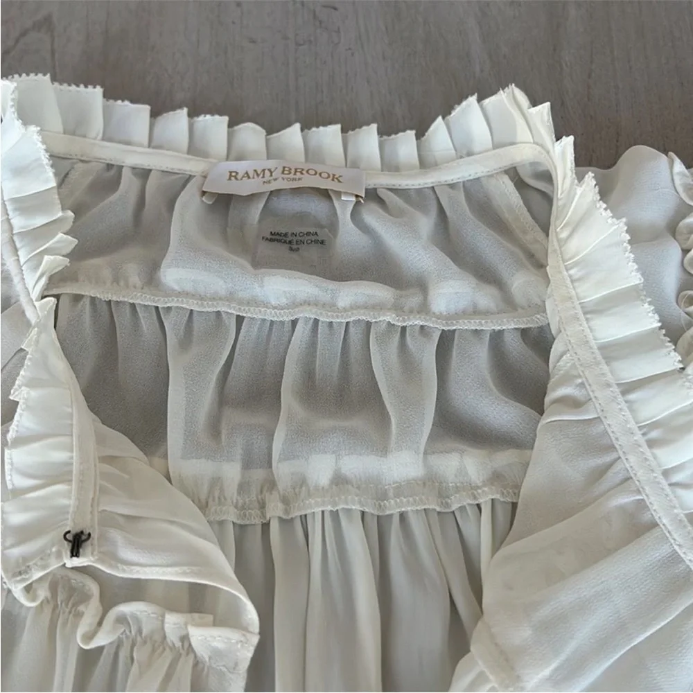 NWOT Ramy Brook Cream Ruffled Blouse - Picture 5 of 8